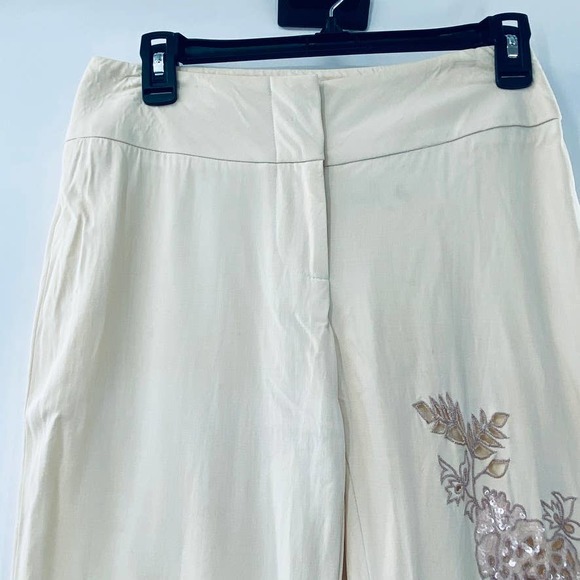 Yigal Azrouël Embellished Sequin Cut Out Flat Front Straight Leg Trousers Size 4 - Picture 11 of 14